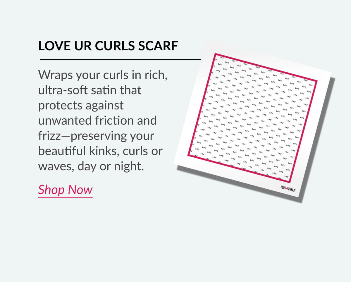 Love Ur Curls Scarf Wraps your curls in rich, ultra-soft satin that protects against unwanted friction and frizz—preserving your beautiful kinks, curls or waves, day or night.