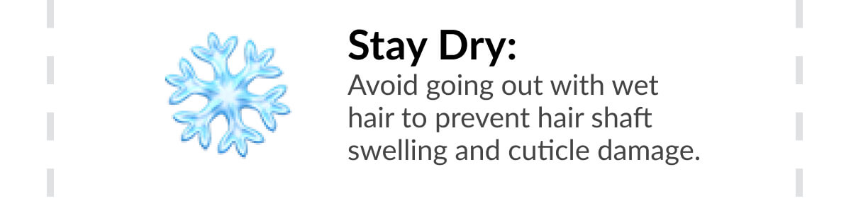 Stay Dry: Avoid going out with wet hair to prevent hair shaft swelling and cuticle damage.