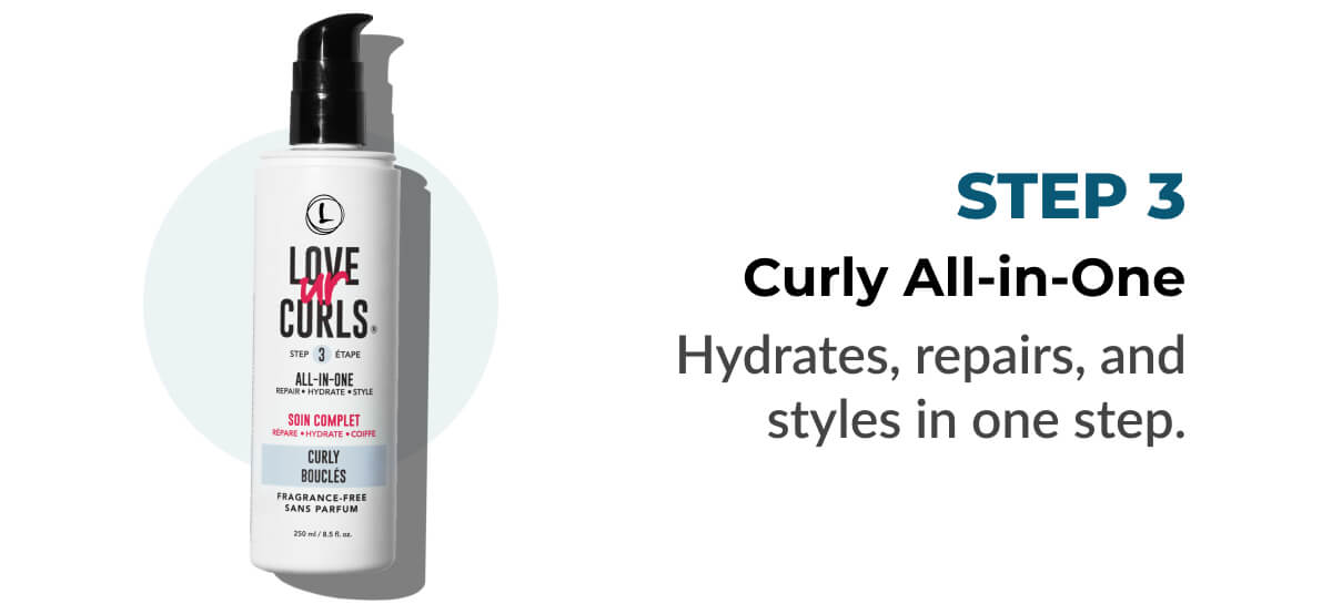 Curly All-in-One: Hydrates, repairs, and styles in one step.