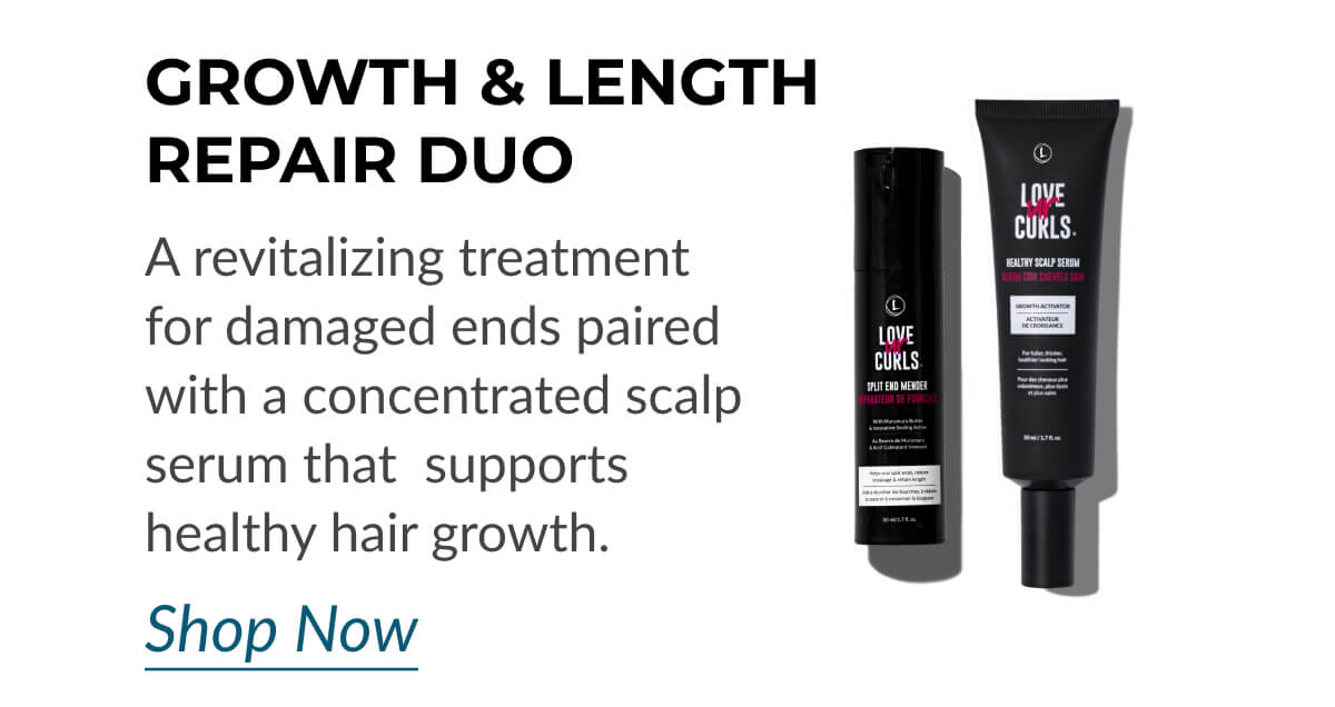 Growth & Length Repair Duo: A revitalizing treatment for damaged ends paired with a concentrated scalp serum that supports healthy hair growth.