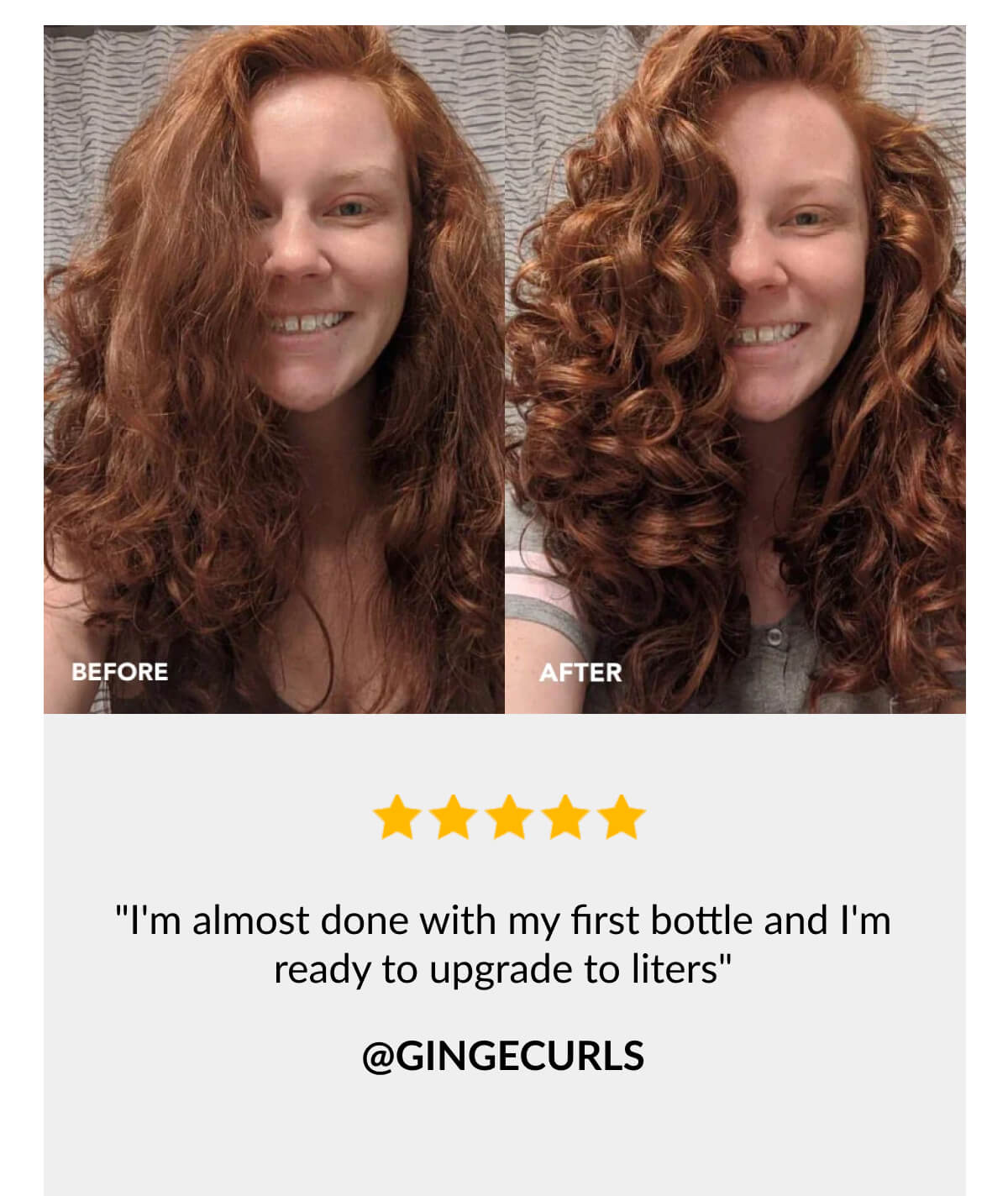 "I'm almost done with my first bottle and I'm ready to upgrade to liters" @gingecurls