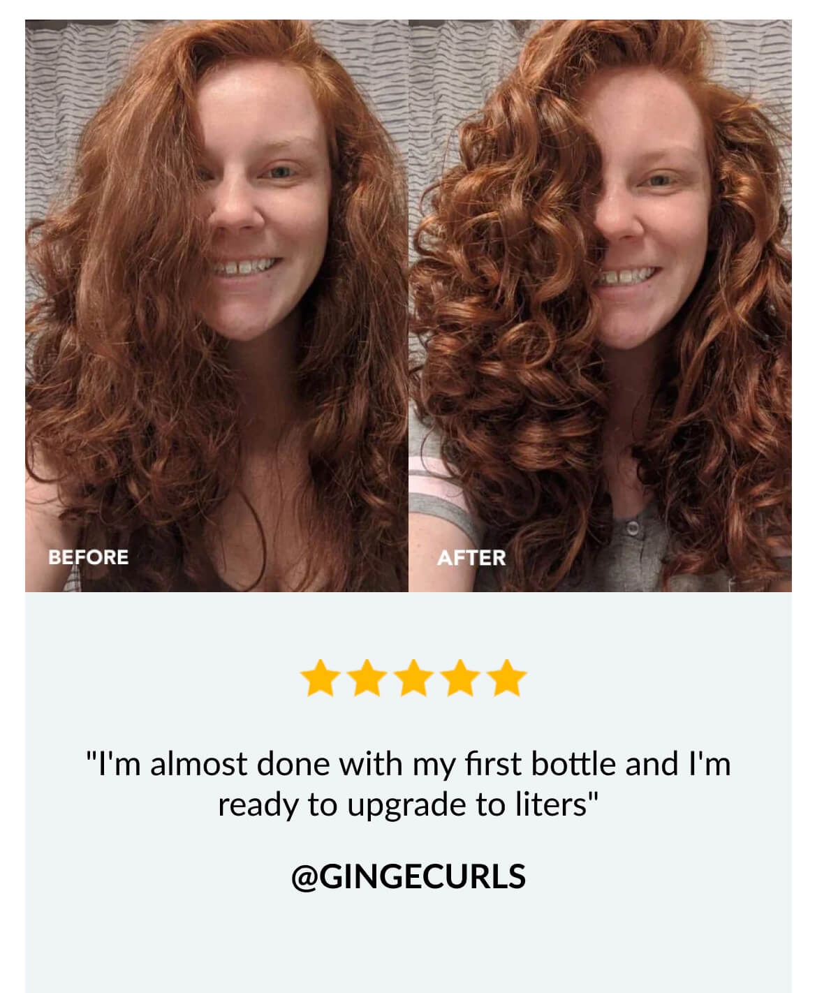 "I'm almost done with my first bottle and I'm ready to upgrade to liters" @Gingecurls